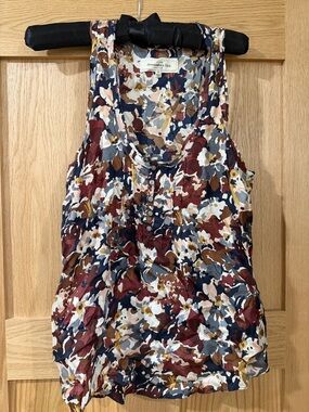Abercrombie & Fitch Floral Scoop Neck Tank - Navy, Burgundy, Brown, Cream
